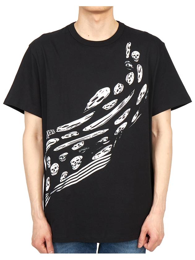 Wave Skull Print Short Sleeve T-Shirt Black - ALEXANDER MCQUEEN - BALAAN 2