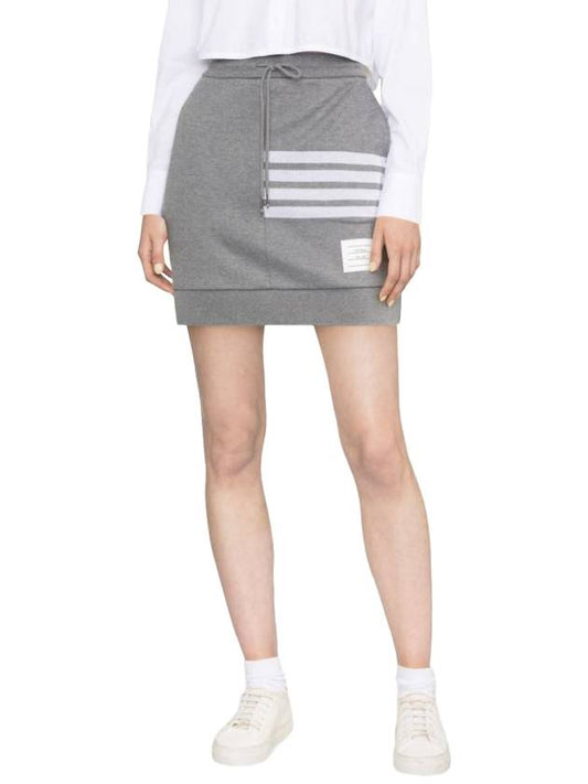 Double Face 4 Bar Knit Mini A Line Skirt Grey - THOM BROWNE - BALAAN 2