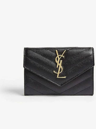 Monogram Envelope Small Half Wallet Black Gold - SAINT LAURENT - BALAAN 2