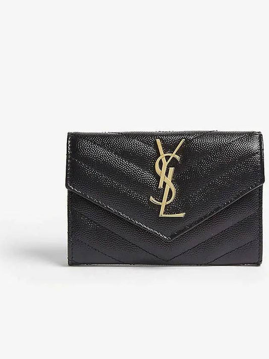 Monogram Envelope Small Half Wallet Black Gold - SAINT LAURENT - BALAAN 2