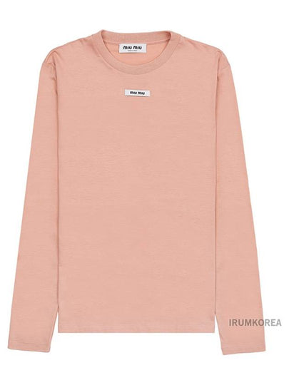 Cotton Long Sleeve T-Shirt Powder Pink - MIU MIU - BALAAN 2