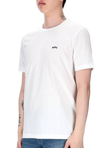 Curved Logo Short Sleeve T-Shirt White - HUGO BOSS - BALAAN 1