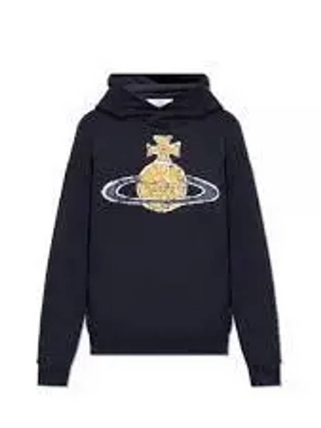 Embroidered Logo Cotton Hoodie Navy - VIVIENNE WESTWOOD - BALAAN 2