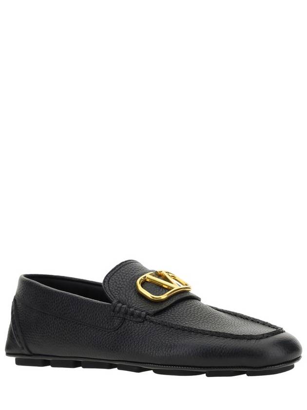 V Logo Leather Loafers Black - VALENTINO - BALAAN 3