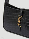 Bronze Monogram Le 5 A 7 Hobo Bag in Crocodile Embossed Shiny Leather Black - SAINT LAURENT - BALAAN 5