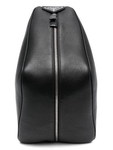 Triangle Logo Leather Backpack Black - PRADA - BALAAN 1