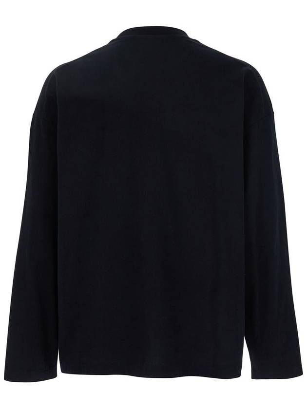 Logo Print Cotton Long Sleeve T-Shirt Black - JIL SANDER - BALAAN 3