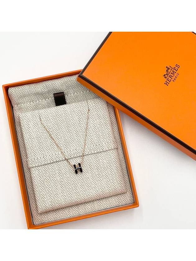 Mini Pop H Pendant Rose Gold & Noir - HERMES - BALAAN 3