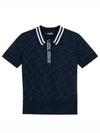 Women's Golf Aria Collar Monogram Knit Short Sleeve PK Shirt Navy - J.LINDEBERG - BALAAN 2