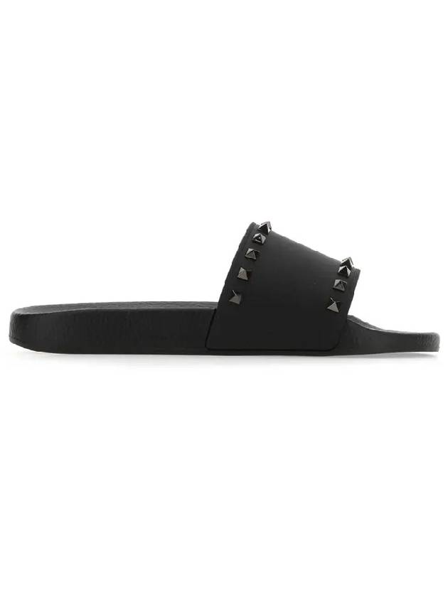 Rockstud Sandals Slippers Black - VALENTINO - BALAAN.