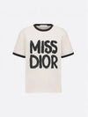 Miss Dior Graffiti Cotton Linen Short Sleeve T-Shirt Black White - DIOR - BALAAN 2