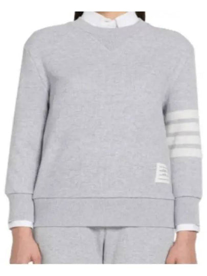 4-Bar Striped Waffle Wool Cashmere Pullover Knit Top Pastel Grey - THOM BROWNE - BALAAN 2