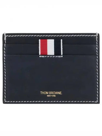 Stitched Vacchetta Card Wallet Navy - THOM BROWNE - BALAAN 2