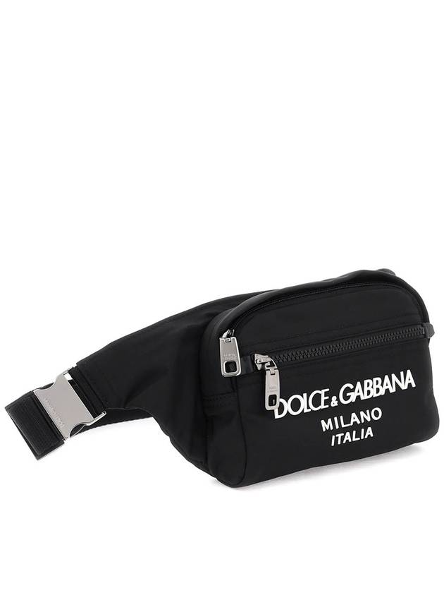 Logo Rubberized Nylon Small Belt Bag Black - DOLCE&GABBANA - BALAAN 4