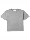 Embroidered Logo Cotton Short Sleeve T-Shirt Grey - AMI - BALAAN 3