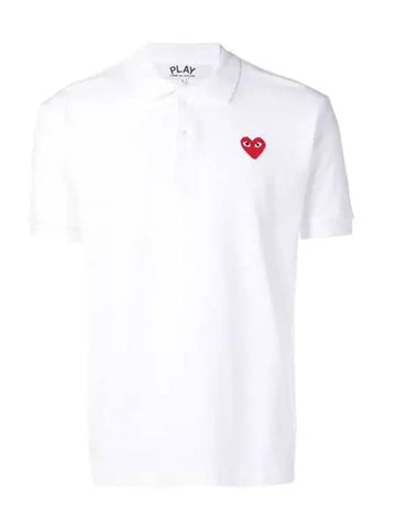 Comme des Garçons Red Heart Short Sleeve Collar TShirt AZ T006 051 5 - COMME DES GARCONS PLAY - BALAAN 1