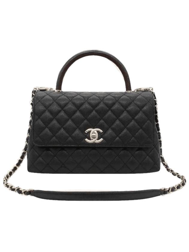 Grained Calfskin Medium Flap Tote Bag Black - CHANEL - BALAAN 1