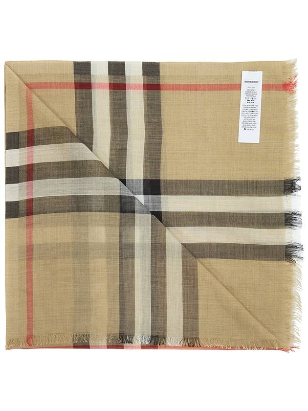 Check Wool Silk Scarf Beige - BURBERRY - BALAAN 4