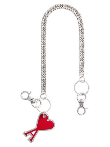 Heart Logo Chain Key Holder Red - AMI - BALAAN.