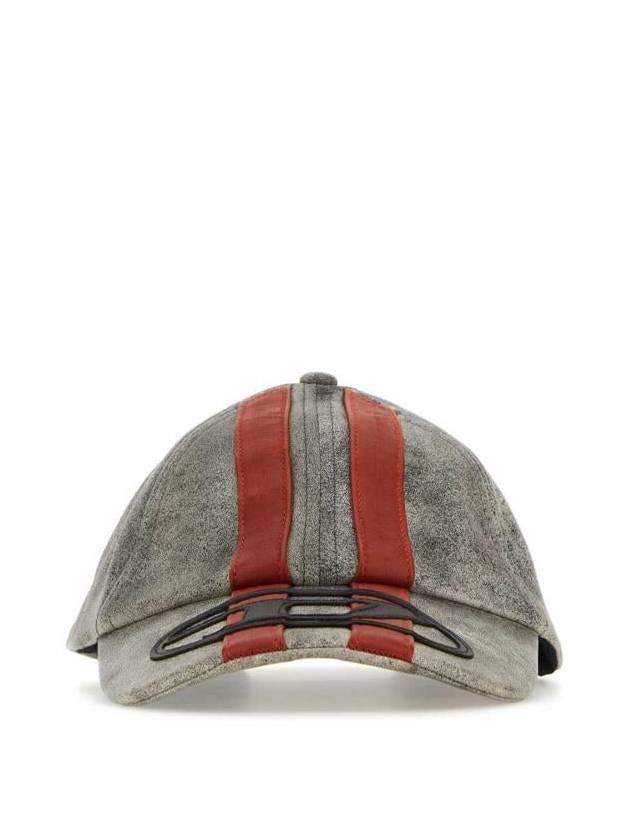 C-Olav Stripes Leather Baseball Ball Cap Grey - DIESEL - BALAAN 2