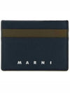 Debossed Logo Leather Card Wallet Navy - MARNI - BALAAN 2