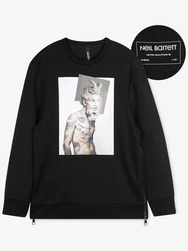 Men's Tattoo Plaster Statue Sweatshirt Black - NEIL BARRETT - BALAAN 3