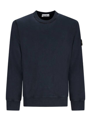 Wappen Patch Garment Dyed Sweatshirt Navy - STONE ISLAND - BALAAN 1