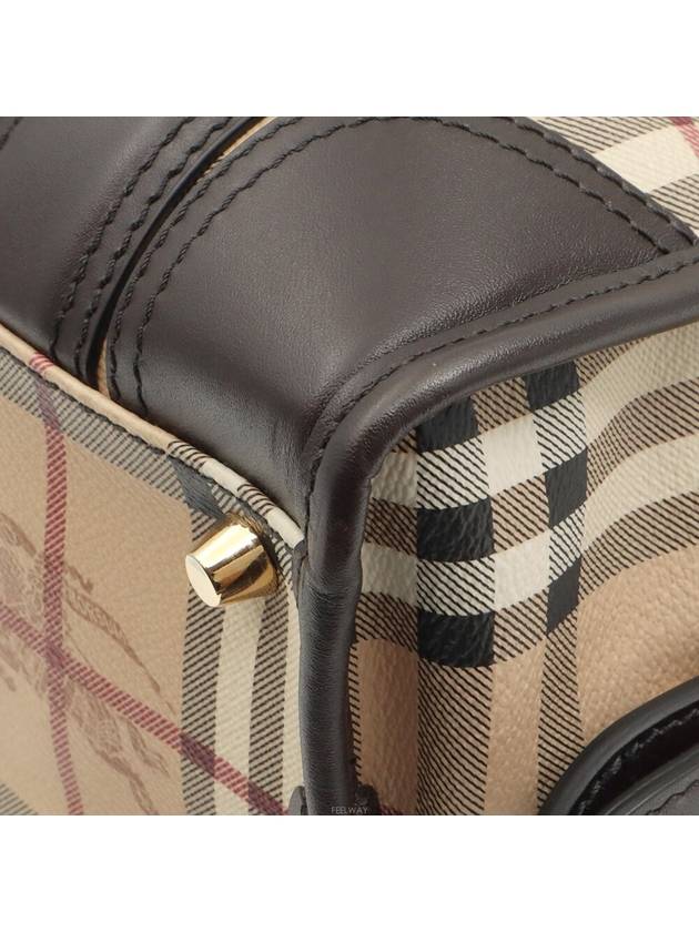 Haymarket Classic Check Dark Brown Leather Gold Plated Large 2WAY 3857533 - BURBERRY - BALAAN 5