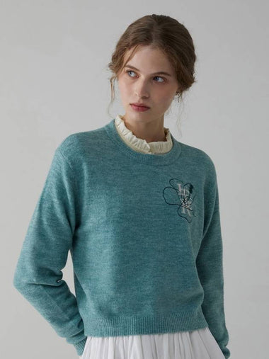 Wool Blended Flower Knit_Spearmint - ITER - BALAAN 1