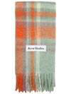 Logo Patch Check Fringe Wool Blend Muffler Orange - ACNE STUDIOS - BALAAN 2