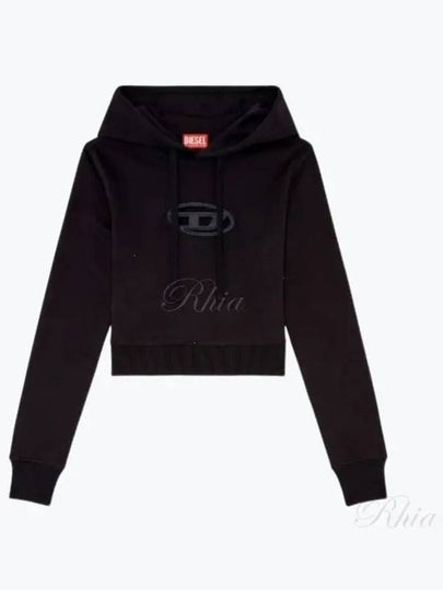 F Slimmy Hood OD Cut Out Oval D Logo Hoodie Black - DIESEL - BALAAN 2