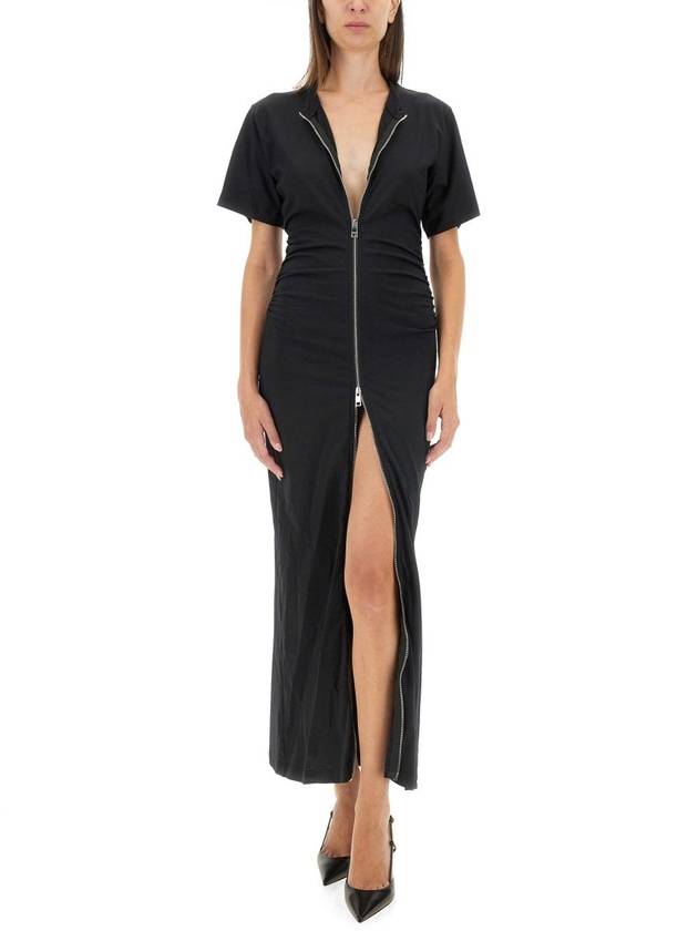 Zip up maxi long dress black - MSGM - BALAAN 4