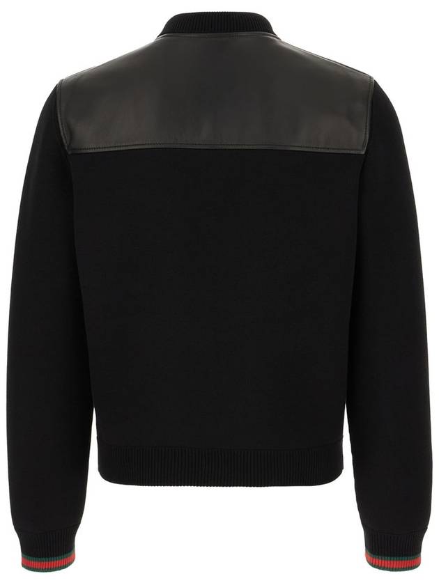 Knit leather jacket black - GUCCI - BALAAN 3