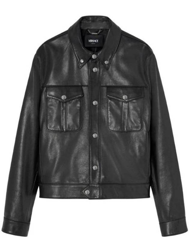 24FW Leather Jacket 10157291A00713 1B000 Black - VERSACE - BALAAN 1