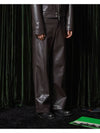 Round Line Leather Wide Pants Brown - MONTSENU - BALAAN 3