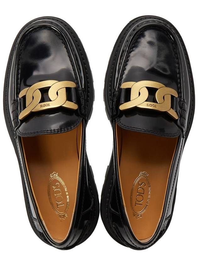 Women's Kate Metal Chain Leather Loafers Black - TOD'S - BALAAN 3