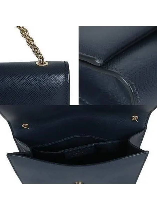 Ferragamo 22 B558 Gold Bara Decoration Navy Saffiano Genie Chain Cross Bag - SALVATORE FERRAGAMO - BALAAN 5