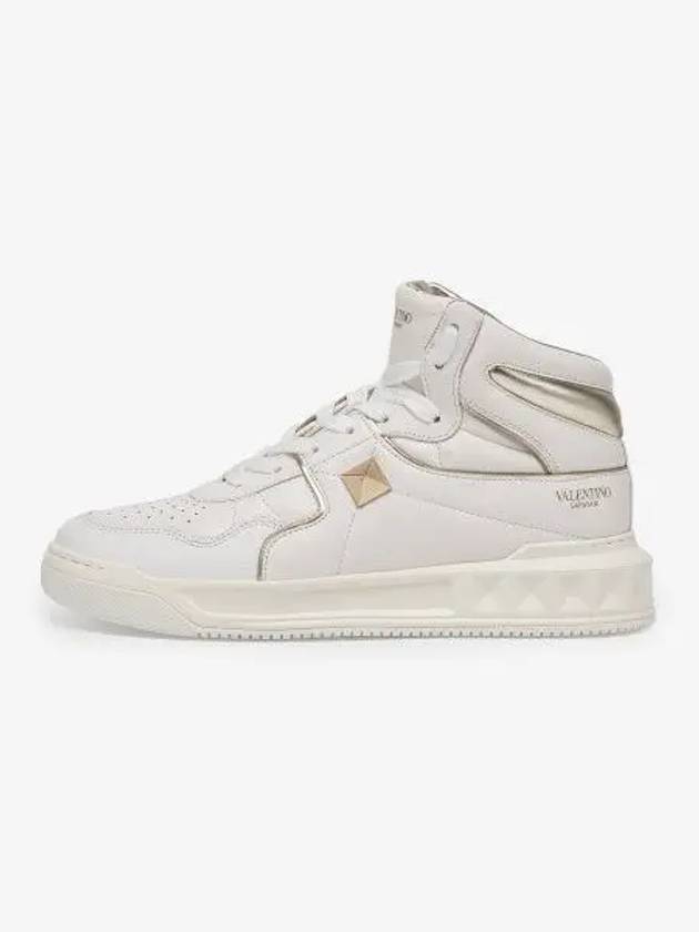 One-Stud Leather High-Top Sneakers White - VALENTINO - BALAAN 2