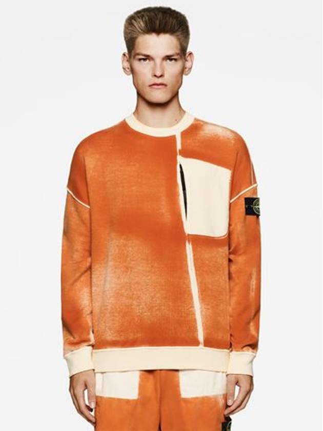 Hand Sprayed Airbrush Treatment Crew Neck Sweatshirt  Orange - STONE ISLAND - BALAAN 3