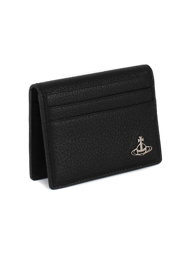 Logo Grained Leather Card Holder Black - VIVIENNE WESTWOOD - BALAAN.