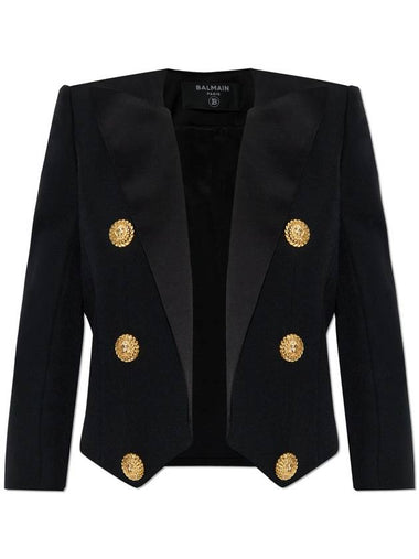 Balmain Blazer With Satin Lapels, Women's, Black - BALMAIN - BALAAN 1