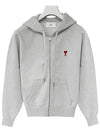 Ami De Coeur Embroid Logo Hoodie Zip-up Grey - AMI - BALAAN 2