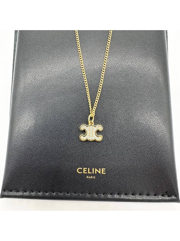 Triomphe Rhinestone Brass Crystal Necklace Gold - CELINE - BALAAN 4