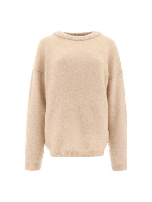 Mohair Wool Crew Neck Knit Top Warm Beige - ACNE STUDIOS - BALAAN 1