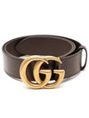 Double G Buckle Leather Belt Black - GUCCI - BALAAN 5