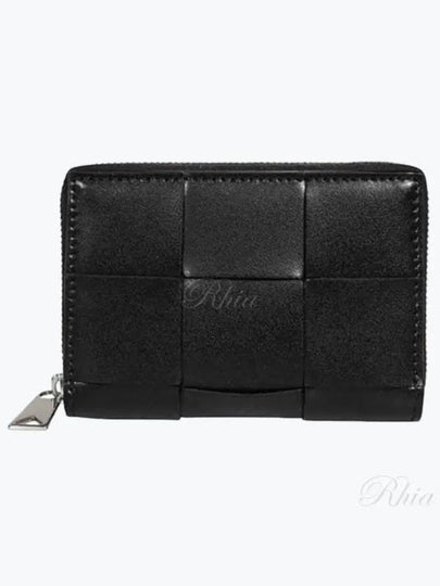 Cassette Zipper Leather Coin Purse Black - BOTTEGA VENETA - BALAAN 2