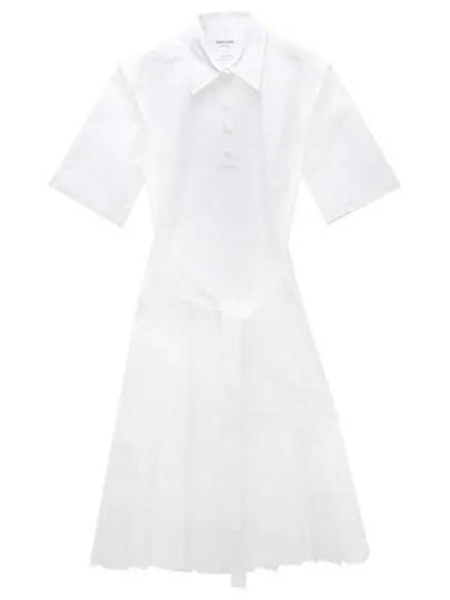 Belted Poplin Cotton Midi Dress White - THOM BROWNE - BALAAN 2