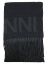 Logo Fringe Muffler Black - GANNI - BALAAN 6