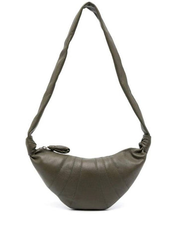 Soft Grained Leather Small Croissant Crossbody Bag Dark Moss - LEMAIRE - BALAAN 1