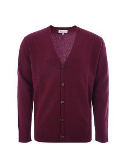 Signature Stitch V-neck Wool Cardigan Burgundy - MAISON MARGIELA - BALAAN 2